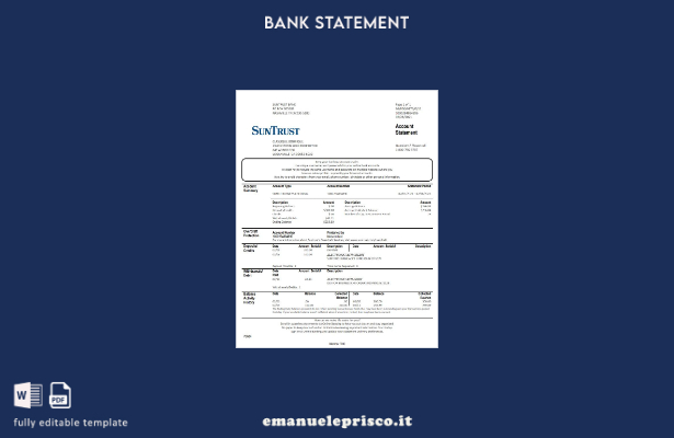 modello word di prova dell'indirizzo della banca USA Georgia SunTrust in stile v